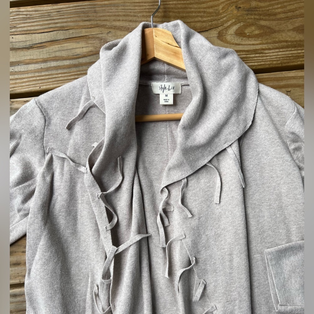 Style & Co medium fringe long sleeve cardigan - Picture 5 of 11